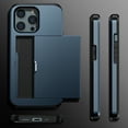 thumbnail image 6 of for iPhone 12 / 12 Pro Wallet Case with Sliding Door Hidden Pocket Credit Card Holder Dual Layer Heavy Duty Shockproof Hard PC Hybrid TPU Phone Flip Protective Cover for iPhone 12 / 12 Pro, Darkblue, 6 of 8