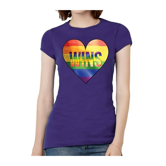 T-Shirt à Manches Courtes Love Wins Cœur pour Femmes - Violet - 2TG