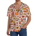 thumbnail image 1 of Balery Fall Thanksgiving Camisa Casual de Manga Corta con Botones para Hombre, Texturizada, Estilo Cubano, para Playa, Verano-Medium, 1 of 5