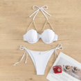 thumbnail image 4 of MSJUHEG Bathing Suits,Tie Back Bathing Suit,High Cut Swimsuit,Knot Front,Thong String 2 Piece Bikini Set,Bathing Suit for Women Bikini,Push Up White S, 4 of 5