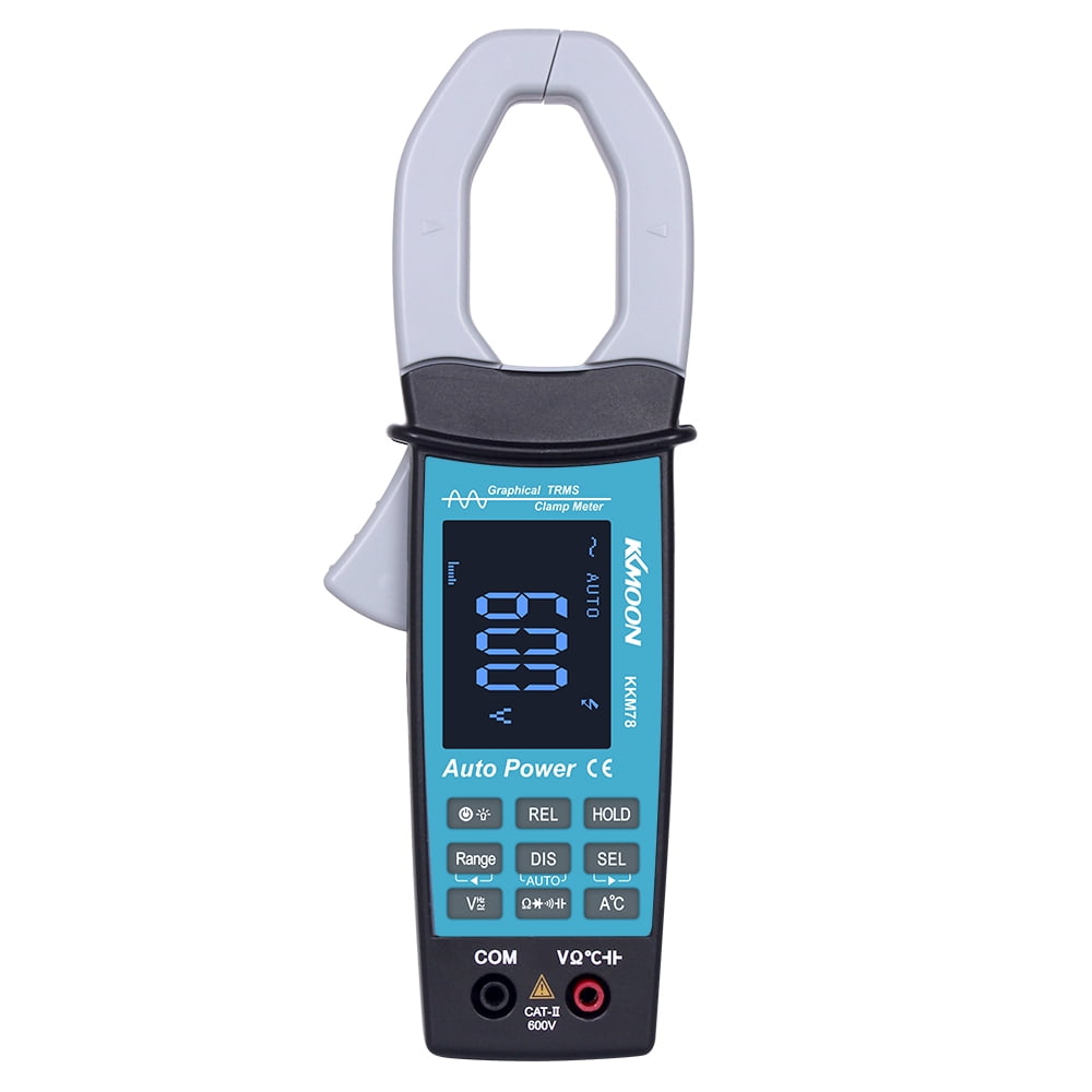 KKMOON KKM78 600V True RMS Digital Clamp Meter with AC V/A Waveform Display Multimeter Oscilloscope 2-in-1 Non-contact Current Waveform Measure Frequency Resistance Capacitance Diode Tester