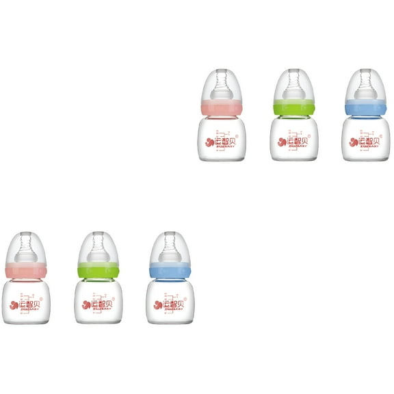 ACDANC Glass Baby Bottle 6 Pcs, Kids Milk Water Bottle with Silicone Medium Bounce