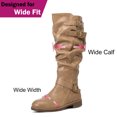 thumbnail image 4 of Love Steetly Women's Extra Wide Calf Knee High Boots, Slouchy Shaft with Triple Buckle Straps, Low Stacked Heel Side Zipper Casual Riding Tall Boots., 4 of 7