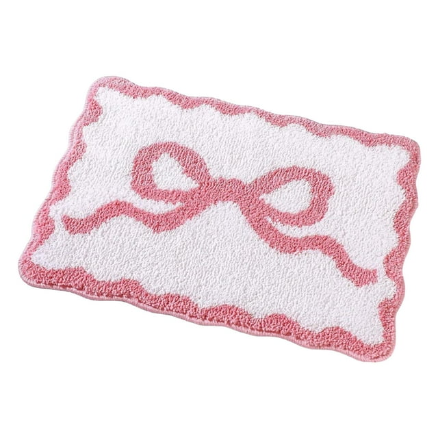 Alfombra de baño suave para bañera, antideslizante, absorbente de agua, lavable, irregular rosa