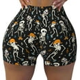 thumbnail image 2 of Fuzoiu Dancing Skeleton Party Print Women's Workout Shorts,Workout Biker Shorts Women,Exercise Fitness Shorts,Scrunch Short, Athletic Shorts for Gym Yoga Running Sport Active-Medium, 2 of 8