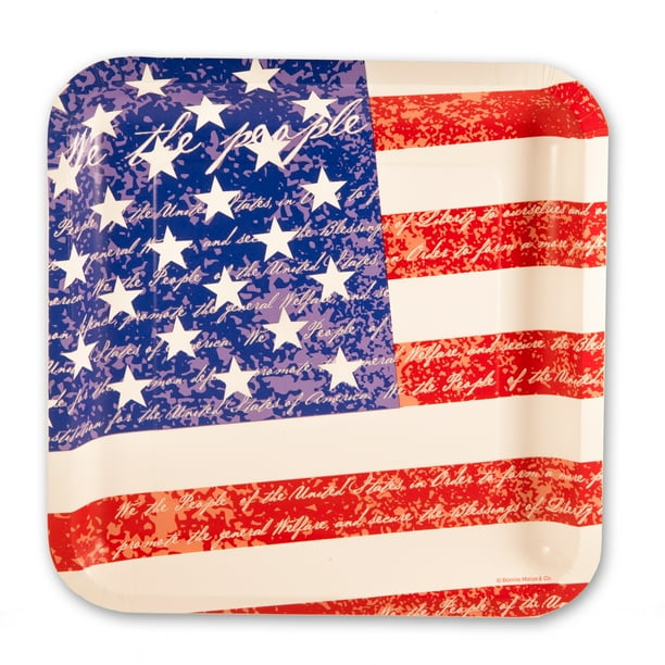 Tried and True 4th of July Patriotic Flag Design Square Balloon Dinner Plates