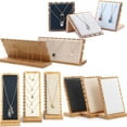 thumbnail image 2 of 4Style S/M/L Bamboo Pendant Necklace Display Stand Holder PU Velvet Jewelry Display Women Shopwindow Wedding Jewelry Organizer M Beige Velvet, 2 of 6
