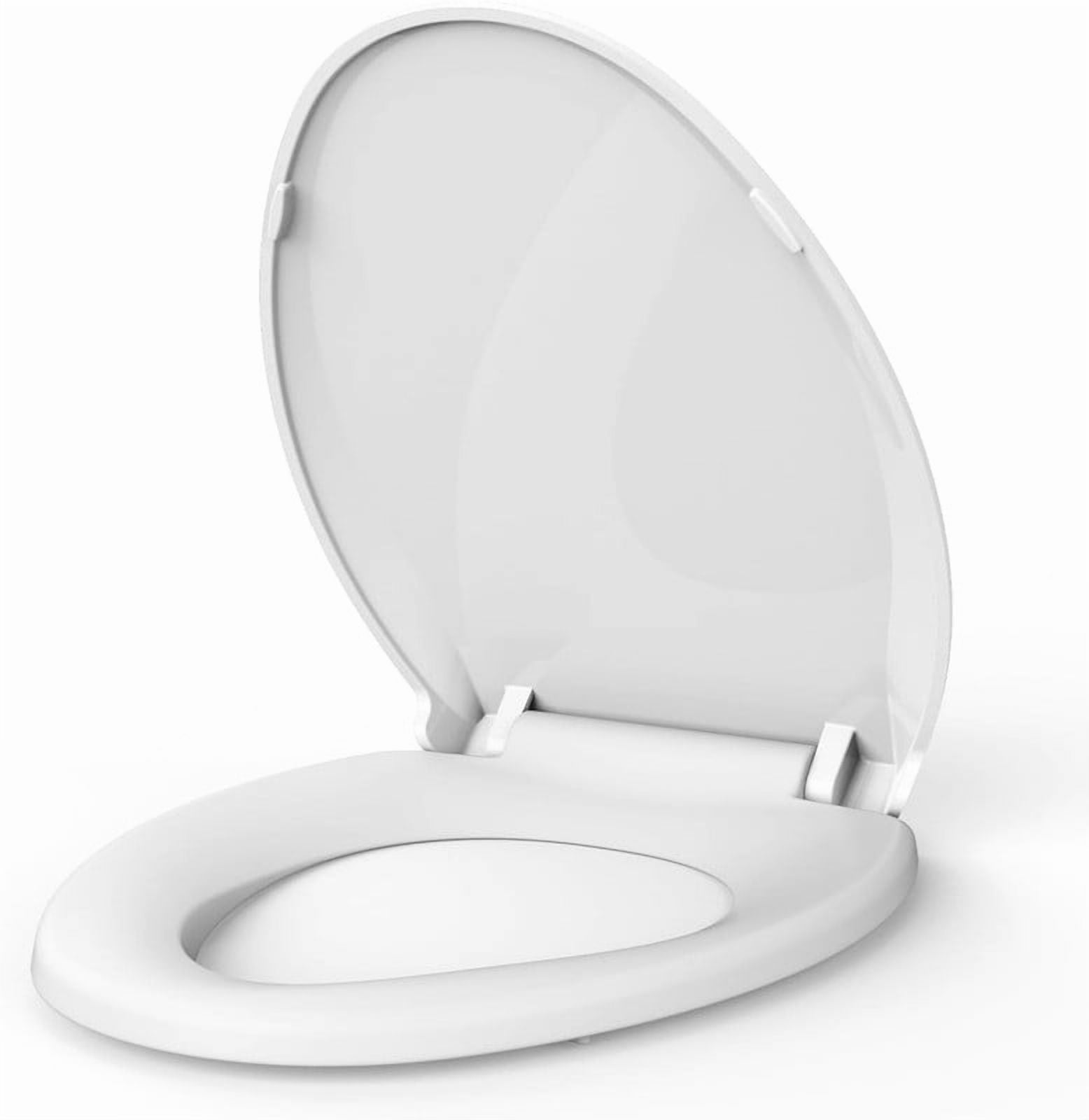 Towallmark Toilet Seat, 19 Inch Soft Close Elongated Toilet Lid With Cover, Easy Installation PP Material, Quiet Slow Close Ergonomic Design, White