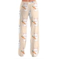 thumbnail image 4 of Adult Easter Pajamas Drawstring Wide Leg Lounge Sleepwear Funny Rabbit Print Comfy Stretch Waist Pants (Vermilion,M), 4 of 7