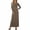 Brown, variant on Women's Bodycon Maxi Dress Solid Color Long Sleeve Side Slit Dresses Fitted Tight Basic Party Club Cocktail Purple