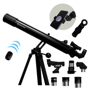 ExploraPro 80AZ Refractor Telescope  80mm aperture 900mm Focal Length Telescope - Manual Alt-AZ Telescope for with Slow Motion Control on Both Axes  Bonus Smartphone Adapter and remote shutter