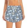 thumbnail image 2 of Vsdgher Blue Bathroom Print Women's Running Double Layer Shorts High Waisted with Pockets Elastic Yoga Workout Athletic Gym Sports, 2 of 8