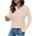 thumbnail image 2 of UQjfacai Womens V Neck Long Sleeve Shirts Casual Lightweight Tunic Tops Fall Raglan Textured Cute Sweater Trendy Dressy Clothes, 2 of 6