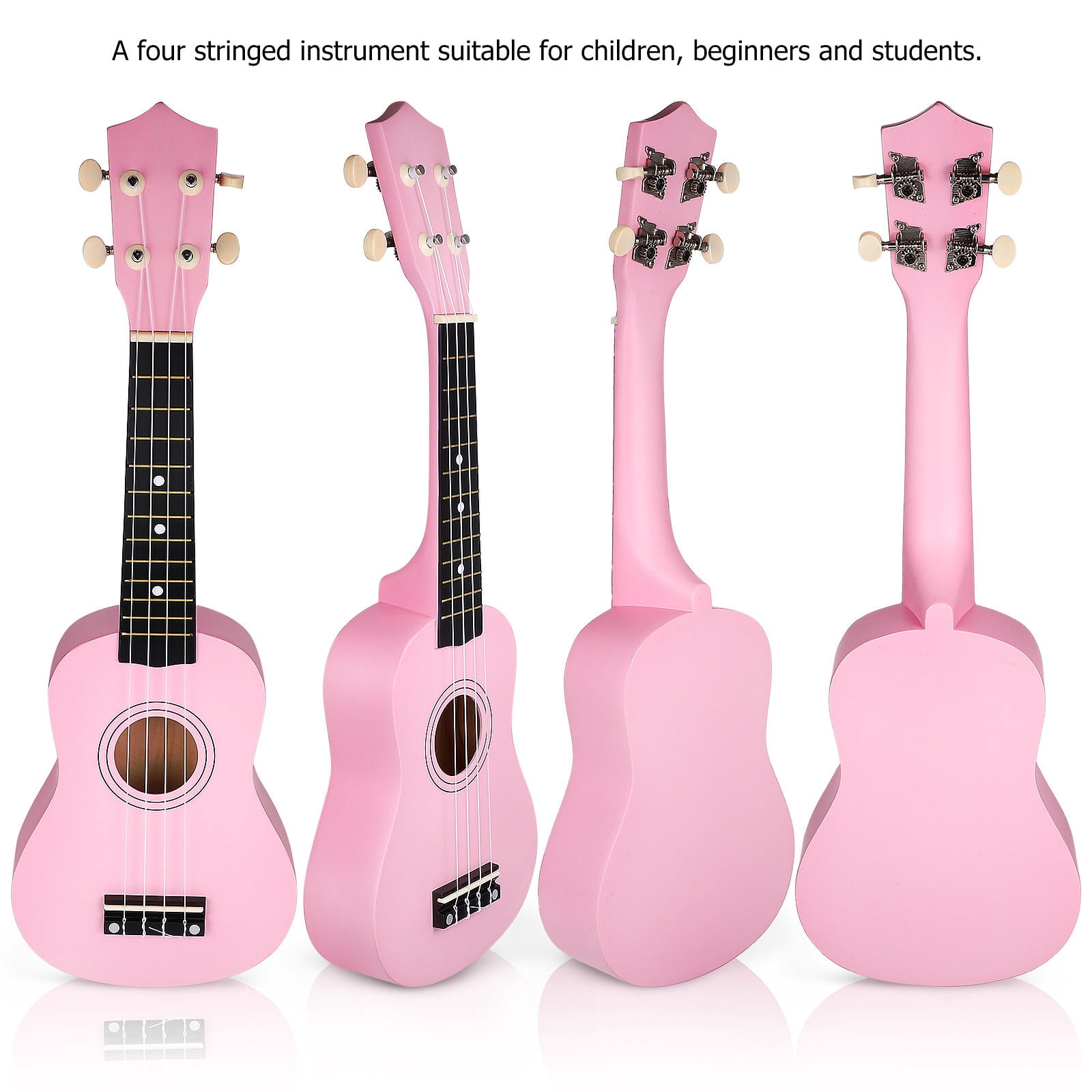 FONDOTIN Pink Ukulele 21 Inch For Kids With Crisp Melodious Sound And Nylon Strings 1 Set