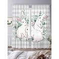 thumbnail image 3 of Easter Bunny Sheer Curtains 108 Inch Length 2 Panels for Living Room, Eucalyptus Leaves Rabbits Country Grey Plaid Voile Kitchen Curtain Set, Luxury Privacy Drapes Window Treatment for Bedroom, 3 of 7