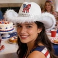 thumbnail image 2 of Yvsxxv White Patriotic Star Bow Western Cowgirl Hat, Independence Day Party Hat, 1 Pc, 2 of 7