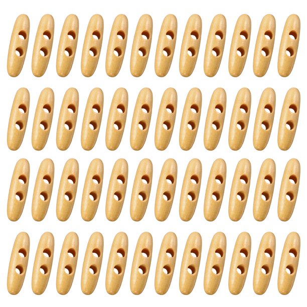 50 Piezas de Botones de Madera, Botones de Madera en Forma de Aceituna de 50 mm/2 Pulgadas con Doble Agujero para Costura DIY de Abrigos, Beige