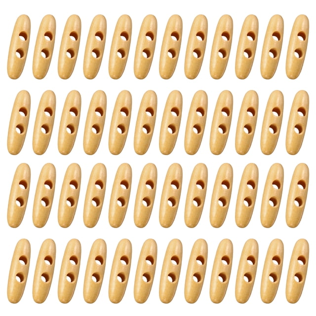 50 Piezas de Botones de Madera, Botones de Madera en Forma de Aceituna de 50 mm/2 Pulgadas con Doble Agujero para Costura DIY de Abrigos, Beige