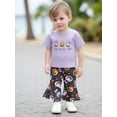 thumbnail image 4 of Toddler Baby Girl Halloween Outfits Pumpkin Bucket Print Short Sleeves T-Shirt and Elastic Flare Pants 6 12 18 Months 2T 3T 4T 5T Cute Fall Clothes Set, 4 of 9