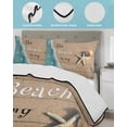 thumbnail image 4 of Beige Blue Summer Beach Queen Size Down Alternative Comforter, Lightweight Comforter Quilt Bedding Set with Pillow Shams Coastal Starfish Nautical Ocean All Seasons Bed Comforter Duvet Insert 90"x96", 4 of 7