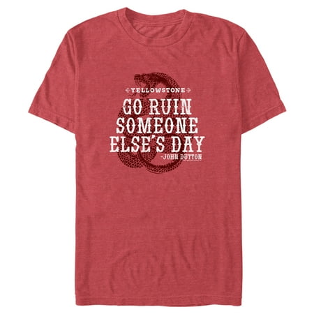 Men's Yellowstone Dutton Go Ruin Someone Else's Day Snake Graphic Tee Red Heather Medium