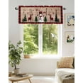 thumbnail image 3 of Red Black Plaid Christmas Kitchen Valances for Windows Snowflake Snowman Valance Curtains&nbsp; for Kitchen /Living Room/Bedroom/ Bathroom Decor, 54"x18 " ,Rod Pocket 1 Panel, Vintage Wood Texture, 3 of 7