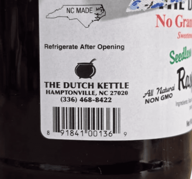 Dutch Kettle Amish Homestyle Black Raspberry No Sugar Added Jam 2-19 Oz Jars with Added Craft Jar Toppers