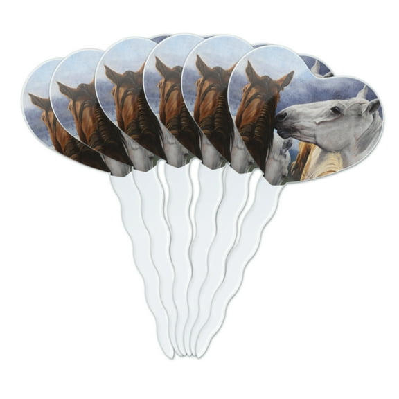 Horse Support Group Heart Love Cupcake Picks Toppers Decoration Set of 6