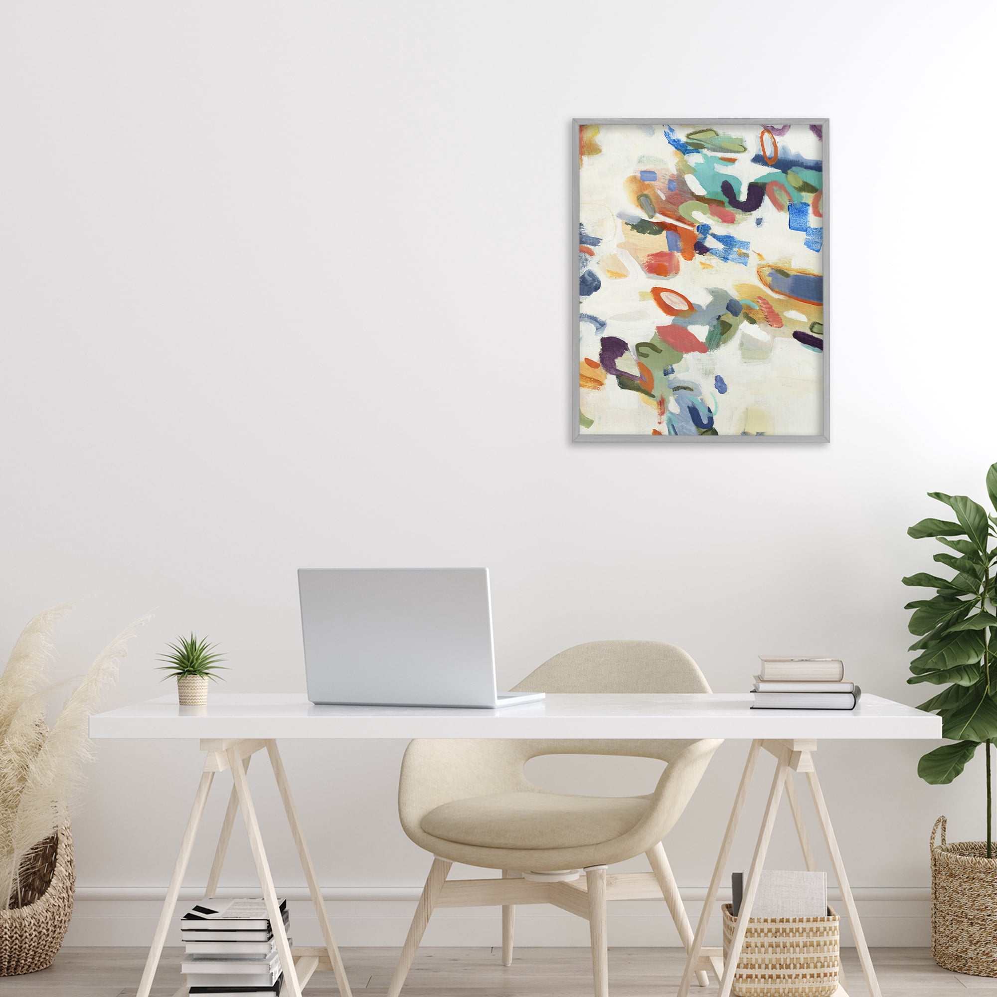 Stupell Industries Multihued Expressive Abstract Gray Framed Giclee Art, design by Lisa Ridgers