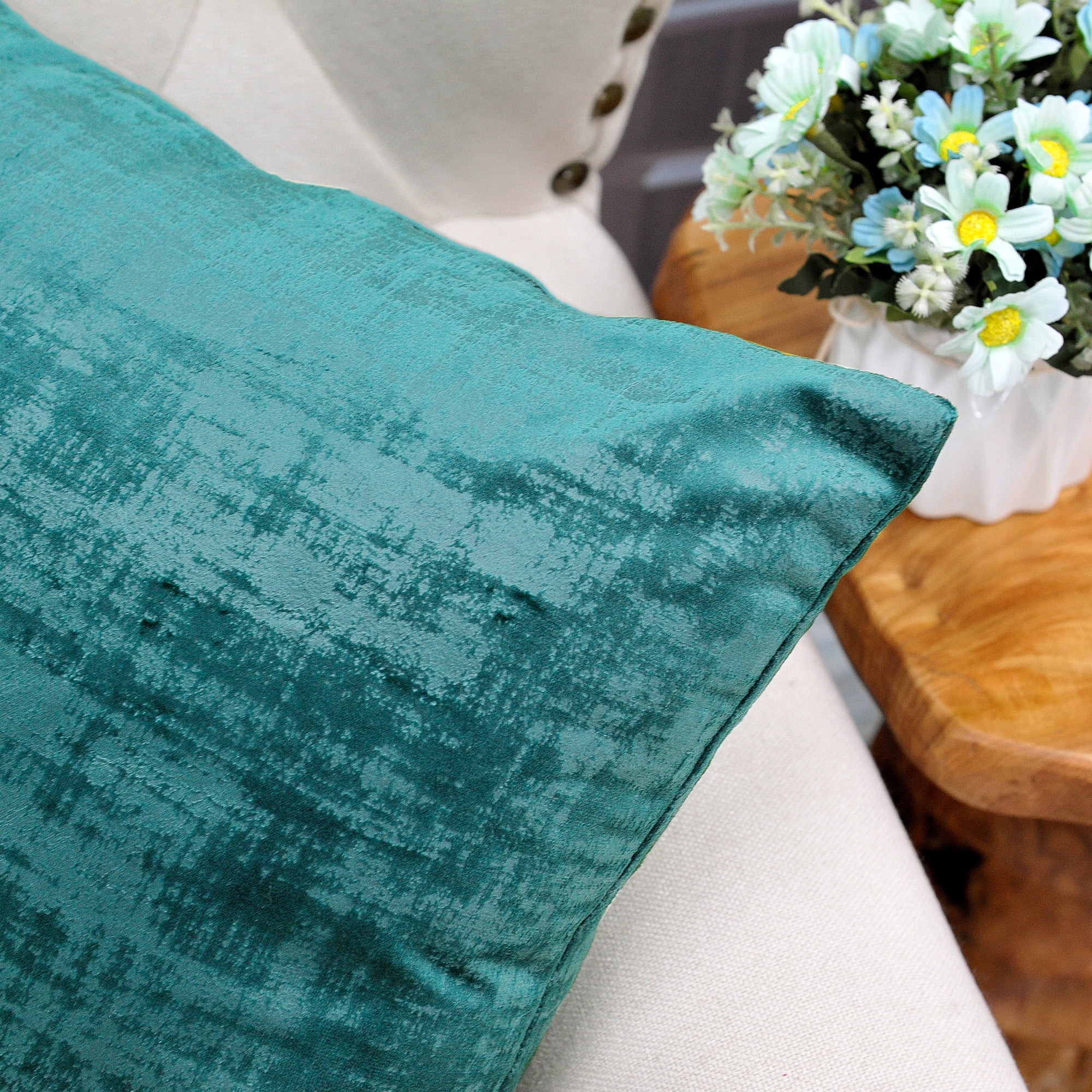 Home Soft Things Textured Velvet 4 Piece Throw Pillow Cover Set - Agate Green - 20" x 20"