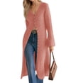 thumbnail image 4 of Bell Sleeve Women Solid V Neck Casual Long Button Down Knit Cardigan, 4 of 8