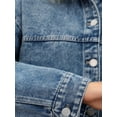 thumbnail image 5 of INSPIRE CHIC Women's Coat Denim Flat Collar Long Sleeve Button Down Casual Shacket with Pockets  S Gray Blue, 5 of 6