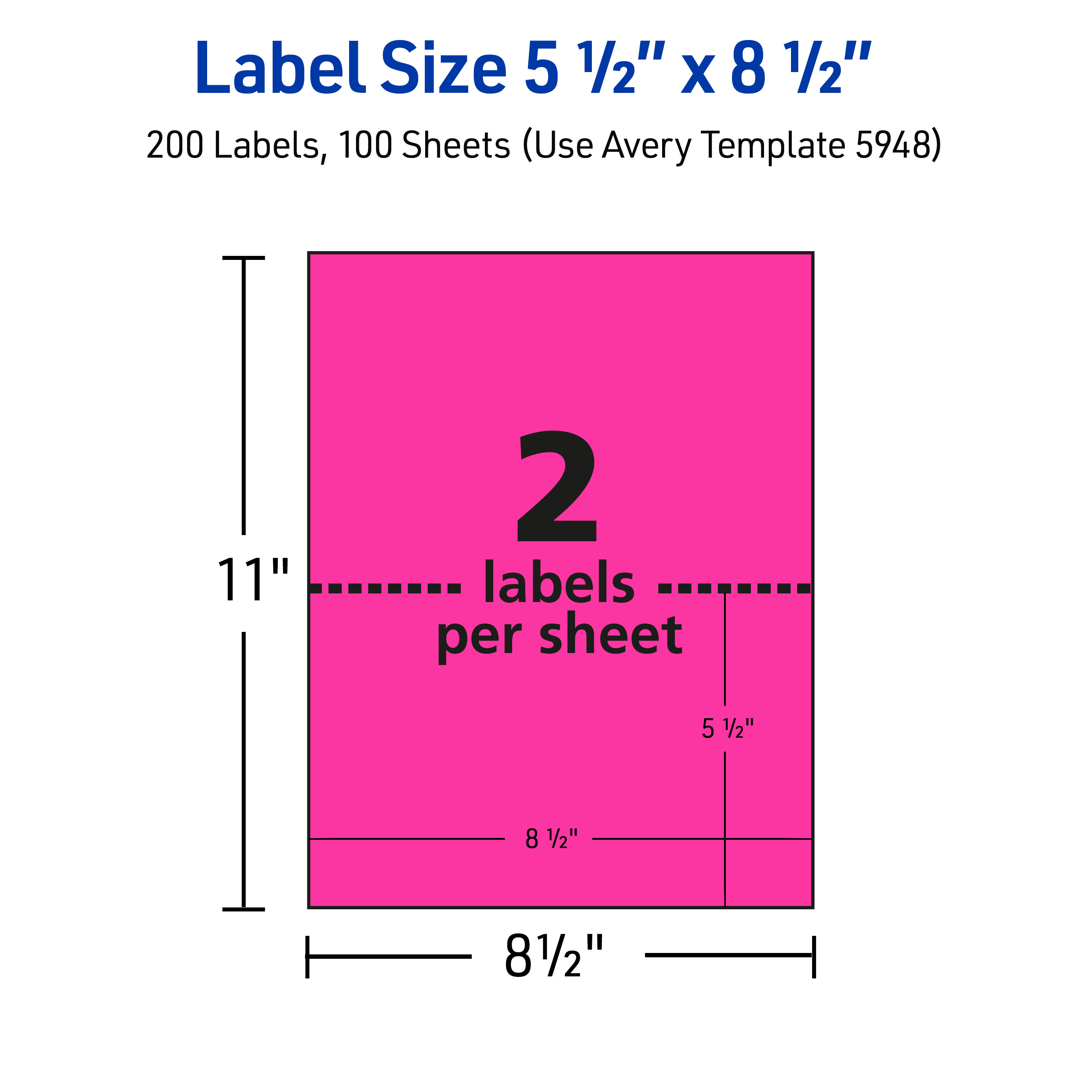 Avery Shipping Labels, , Neon Magenta, 200 Total (5948)