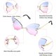 thumbnail image 3 of Gafas de sol de moda con forma de mariposa sin montura para mujer, gafas con marco de metal vintage y protección UV, 3 of 7