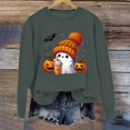 thumbnail image 2 of Halloween Sweatshirt for Women Sweatshirt Casual Long Sleeve Graphic Tee Crewneck Pullover Top for Women Hoodless Style Dark Green M, 2 of 4