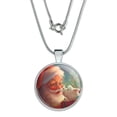 thumbnail image 1 of Christmas Holiday Santa Claus with Puppy 1" Pendant with Sterling Silver Plated Chain, 1 of 4