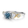 thumbnail image 4 of Gem Stone King 925 Silver and 10K Yellow Gold Ring Cushion Persian Blue Moissanite Half Moon White Moissanite and Lab Grown Diamond Engagement Ring (1.66 Cttw, Size 9), 4 of 5