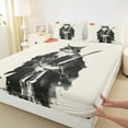 thumbnail image 3 of Manfei Boys Cat Samurai Twin Sheet Sets, Vintage Japanese Twin Fitted Sheet, Traditional Ink Painting Flat Sheet, Microfiber Bedroom Decor 3-Piece, 3 of 7