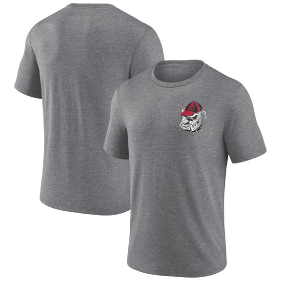 Men's Heather Gray Georgia Bulldogs Left Distressed Logo Tri-Blend T-Shirt
