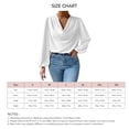 thumbnail image 4 of Mujer Drapeado Cuello Redondo Camisa De Manga Larga Cuello En V Color Puro Top Moda Puff Manga Top Blanco M, 4 of 4