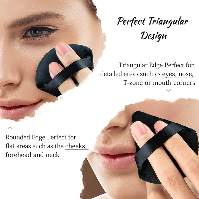 Disciplin tyve lærred 2 Pcs Triangle Makeup Powder Puff for Face Powder Soft Triangle Velour  Powder Puff Reusable Triangle Powder Pad Pressed Applicator for Under Eyes  and Face Corners Loose Setting Powder (Black & Pink) -