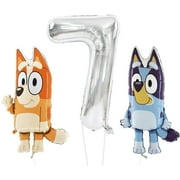 Toyland Bluey & Bingo Foil Balloon Pack - 2 x 32" Character Balloons & 1 x 40" Number Balloon - Kids Birthday Party Decorations C11