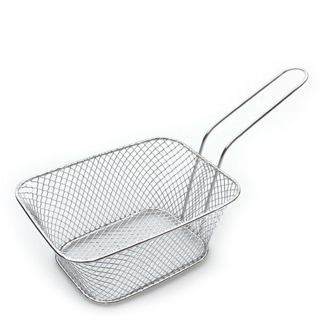 1 cesta de acero inoxidable para patatas fritas, cesta de presentación individual pequeña para patatas fritas, cesta rectangular profesional para freír pollo frito, aros de cebolla y camarones
