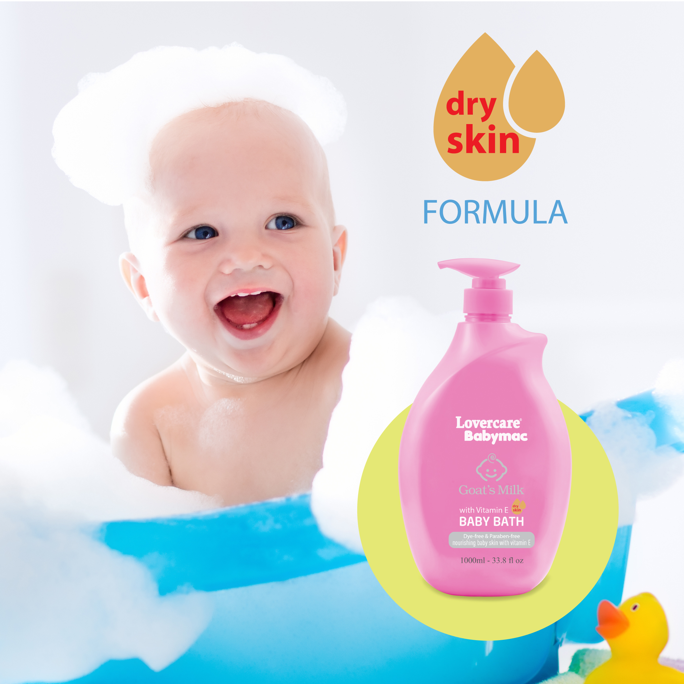 LoverCare Babymac Goat's Milk Baby Bath with Vitamin E-33.8 fl oz (1000ml)