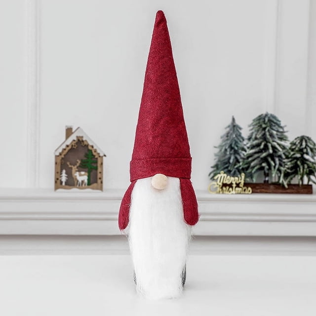 1 suministros de decoración de Navidad roja, conjunto de botella de vino de muñeca de anciano sin rostro, bolsa de regalo de bolsa de vino de decoración de Navidad