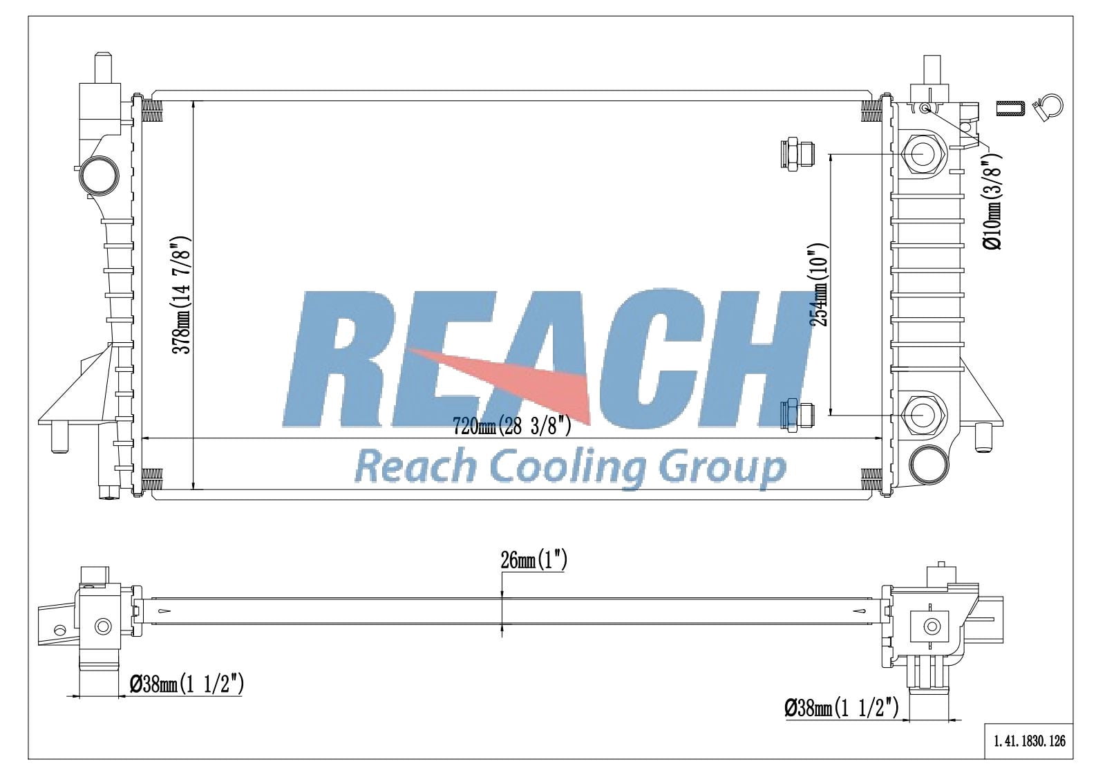 REACH Radiator 41-1830 for 01-96 Ford Sable; 07-96 Ford Taurus; 05-96 Mercury Sable