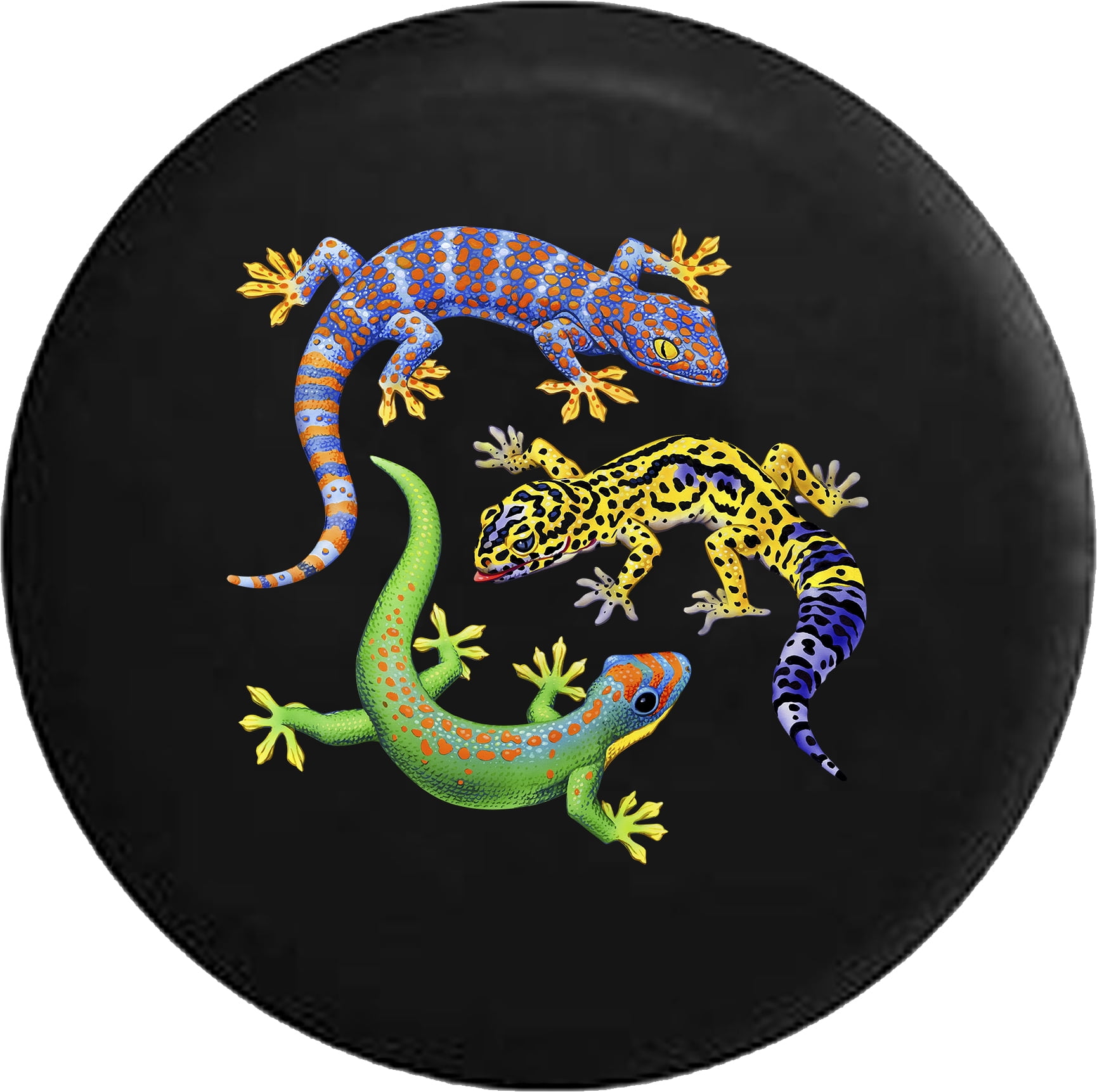Neon Island Lizard Geckos Spare Tire Cover for Jeep RV