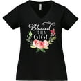 thumbnail image 3 of Inktastic Blessed to Be a Gigi with Pink Flowers Women's Plus Size V-Neck T-Shirt, 3 of 5
