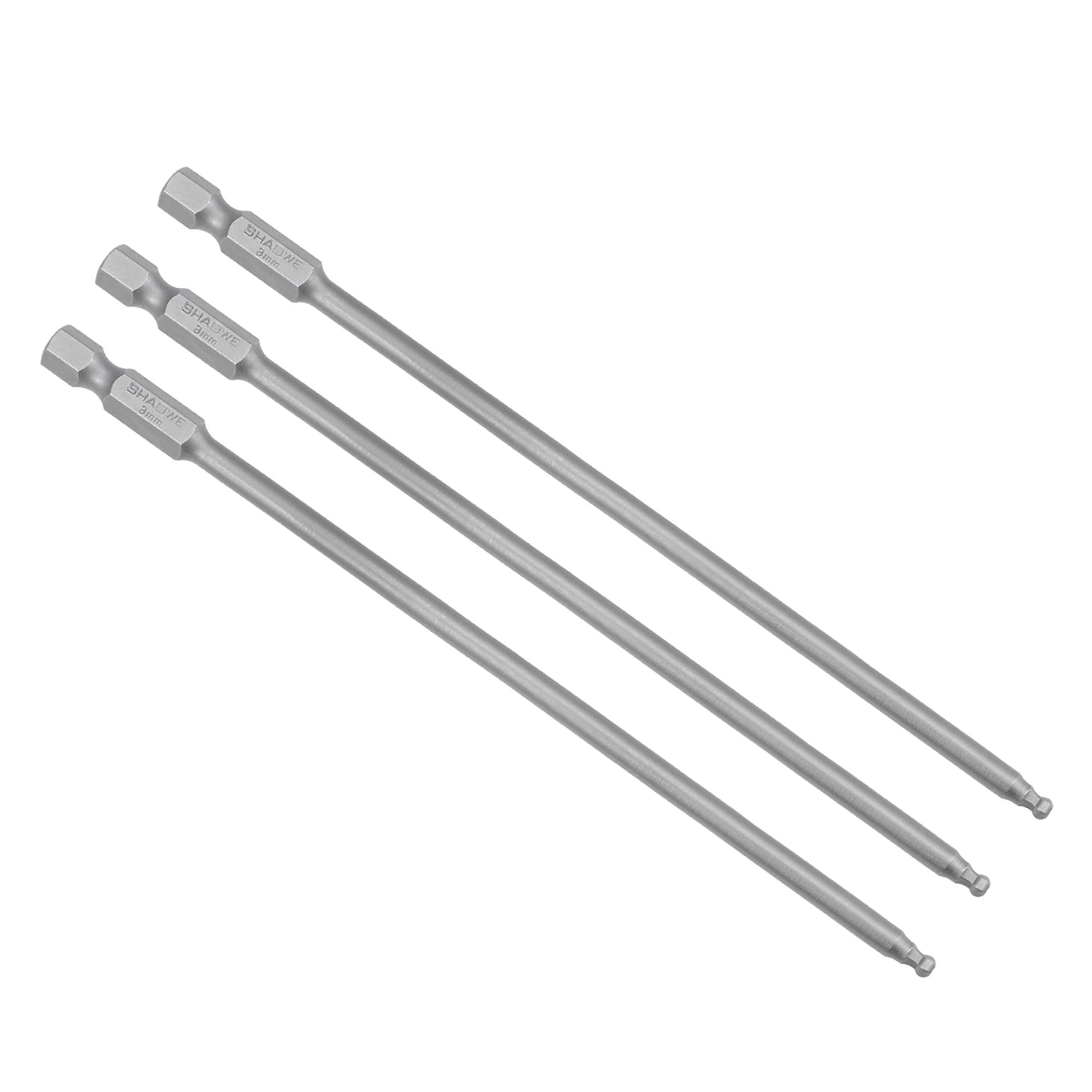 3Pcs Ball End Hex Bits 1/4 Inch Hex Shank 5.1 Inch Length H3