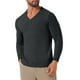 thumbnail image 4 of SUÉTER DE PULLOVER DE PUNTO DE COLOR SÓLIDO DE MANGA LARGA PARA HOMBRE V-CUELLO M NEGRO GRIS, 4 of 6